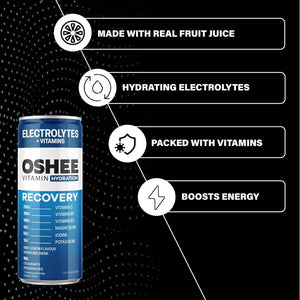 Oshee Vitamin Energy Formula Recovery Drink – 250Ml (Pack of 6) – Hydrating Post-Workout Drink with Electrolytes, Vitamin B6 & B12, Low Sugar, Boosts Energy & Reduces Fatigue