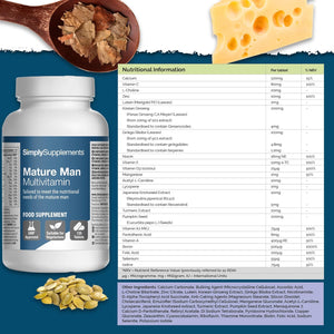 Multivitamins for Mature Men | 20 Essential Nutrients & Specialist Ingredients | Supports Overall Health & Wellbeing | 120 Tablets - 4 Months' Supply | Manufactured in the UK