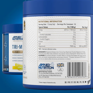 Applied Nutrition Tri-Magnesium Powder 3 in 1 - Magnesium Glycinate Supplements for Bone, Muscle, Nervous System Sleep Health - 300 Mg per Serving (200G - 50 Servings) (Lemon & Lime)