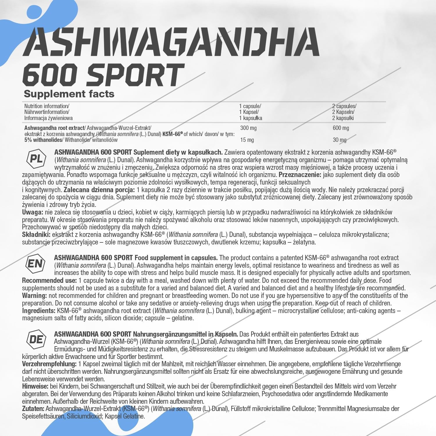 Olimp Ashwagandha 600 Sport (60 Caps) Supplement Capsules