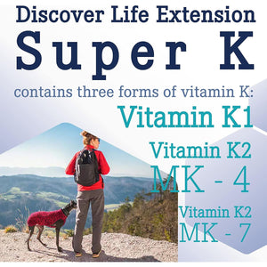 Life Extension, Super K, Vitamin K-Complex with MK-7, Depot, High Dose, 90 Softgels, Laboratory Tested, Gluten-Free, Soya-Free, Non-Gmo, 2.600Mcg Vitamin K