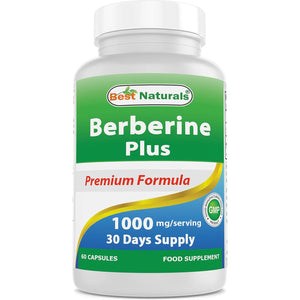 Best Naturals Berberine plus with Berberine Hcl, Vitamin C and Zinc, 1000 Mg, 60 Capsules