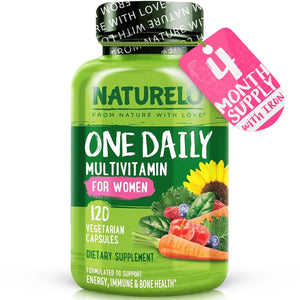Women'S Multivitamins (One a Day) | 30 Essential Vitamins, Minerals, Fruit & Veg Extracts | Bio-Available, Gluten-Free, Clean-Label, No Tablets | 120 Capsules (4 Month Supply) | NATURELO