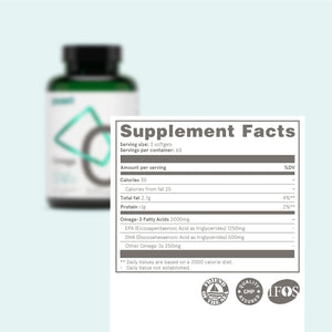 Puori O3 Omega 3 | 180 Fish Oil Omega 3 2000Mg per Serving Softgel Capsules | Omega 3 Fatty Acid Concentrated Fish Oils Supplement | Easy Absorption & No Artificial Ingredients