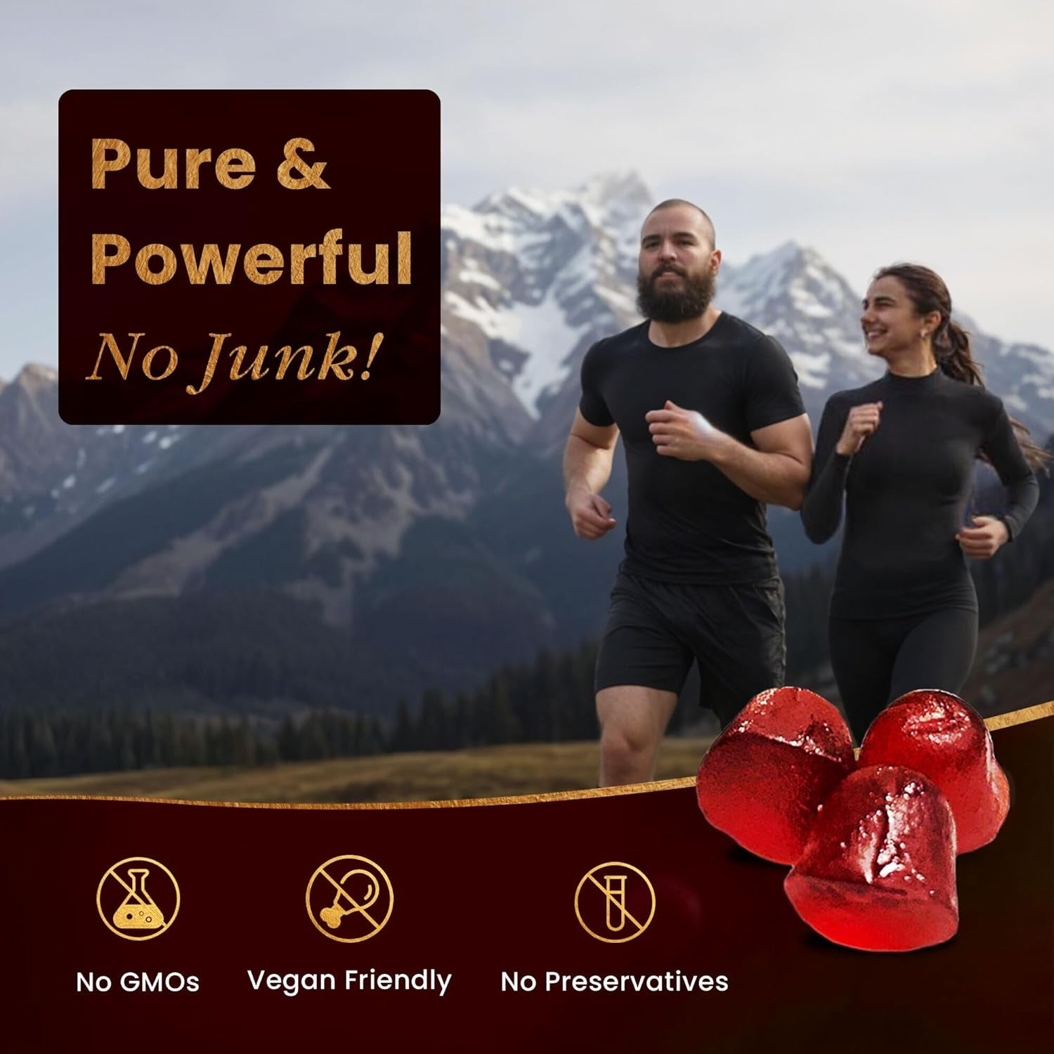 Beepwell Shilajit Gummies – Enhanced Strength Gummies for Overall Wellness, Naturally Sweetened Vegan Gummies – Natural and Pure – 60 Gummies – Cherry Flavored