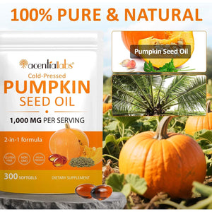 Pumpkin Seed Oil Capsules, Pumpkin Seed Oil Capsules Cold-Pressed 1,000 Mg per Serving, Supports Prostate Function, Hair Health, Rich in Essential Fatty Acids & Zin