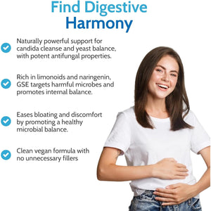 Health4All Grapefruit Seed Extract (GSE) 90 Capsules for Candida and Utis. Herbal Antifungal Candida Cleanse Supplement Capsules (Not Tablets), Vegan | Made in UK