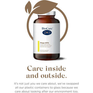 Biocare - Mega EPA - Pure Fish Oil with Omega-3 Fatty Acids, EPA & DHA - Marine Capsules for Heart, Brain & Vision Support - 90 Capsules