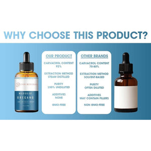 30Ml Wild Oil of Oregano 100% Pure Natural & Undiluted Minimum 92% Carvacrol Highly Potent for Cold, Sore Throat, Cough, Immunity Booster and Gut Health.