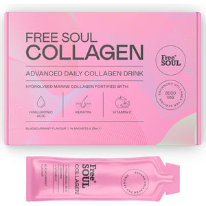 Marine Liquid Collagen 8000Mg with Hyaluronic Acid, Keratin, & Vitamin C | 14 X 8000Mg Hydrolysed Collagen Peptides Sachets | High Absorption Collagen Liquid Supplement by Free Soul