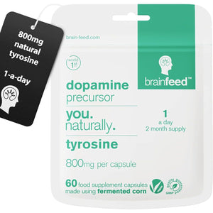 Dopamine Supplements | Natural L Tyrosine Supplement 800Mg | 1-A-Day L-Tyrosine High Strength Capsules (60) | Dopamine Brain Food Nootropic | Alertness & Motivation | Vegan | 2-Month Supply