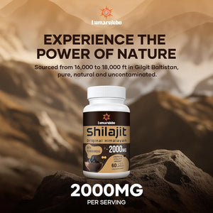 Shilajit Capsules 2000MG, Gold Grade 100% Pure Himalayan Shilajit, High Strength with Ashwagandha, 60% Fulvic Acid & Minerals, Energy & Immune Support for Men & Women, 60 Count (Pack of 1)