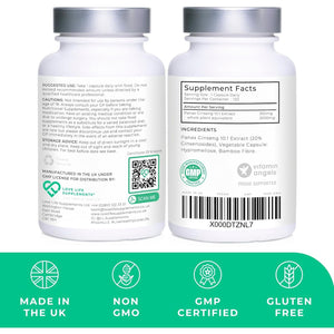 Panax (Korean) Ginseng 3500Mg 20% Ginsenosides | 4 Month Supply - 120 High Strength Capsules with No Bulking Agents | for Improved Memory, Athletic Endurance, Stress Reduction | Love Life Supplements