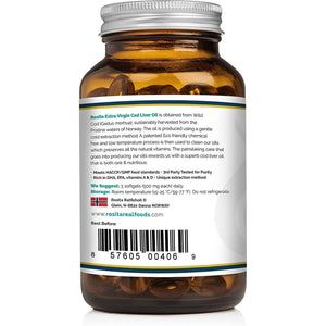 Rosita Real Foods Extra Virgin Cod Liver Oil (EVCLO) Softgels - 90 Softgels, 0.21 Kilograms