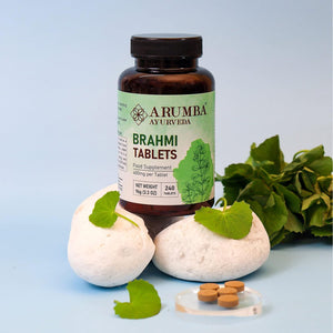 Arumba Ayurveda Brahmi Tablets 240 Tablets, 400 Mg per Tablet, Made with Pure Bacopa Monneri Leaf Powder