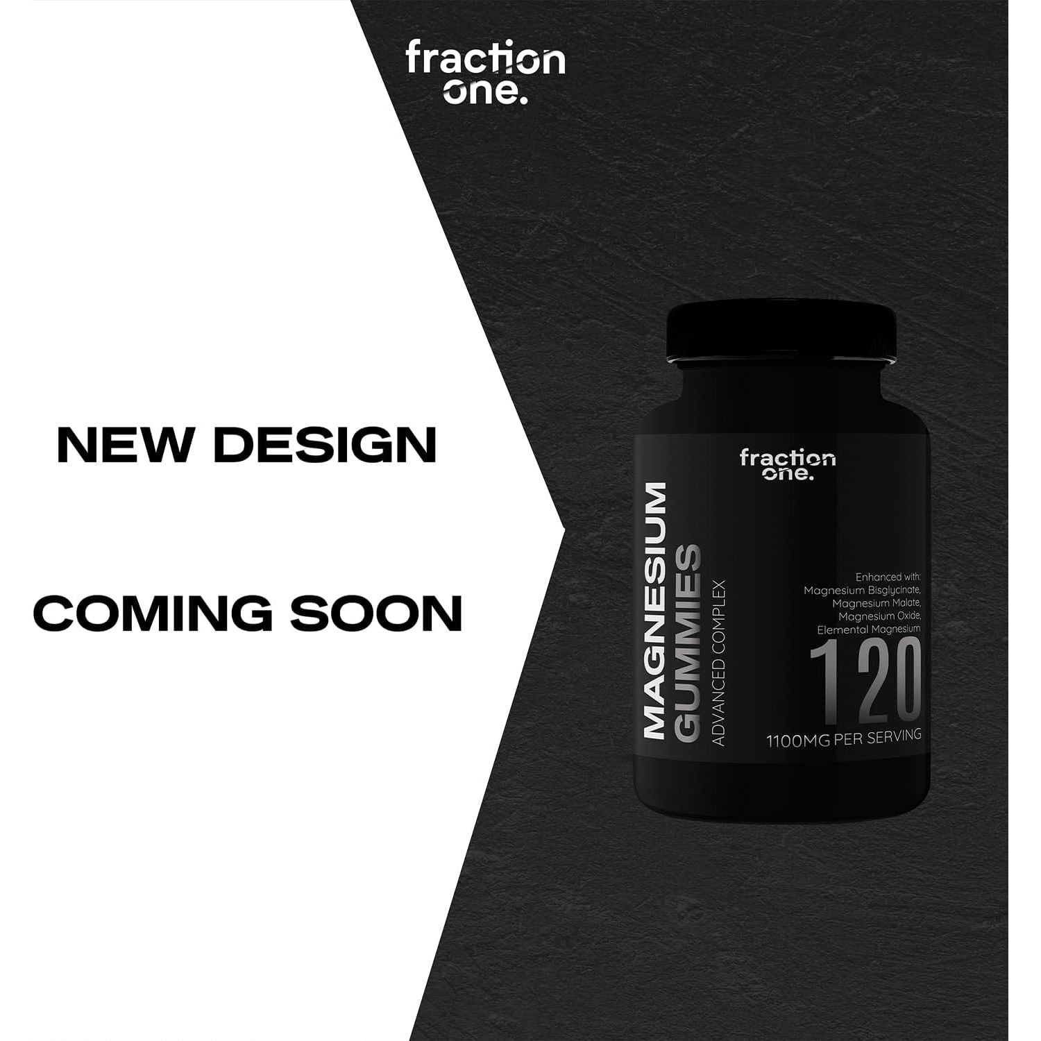Fraction One Magnesium Gummies - 120 Gummies - 60 Servings - 1100 Mg per Serving - Magnesium Citrate 1400Mg - Glycinate 250Mg - Malate 200Mg - Oxide 150Mg - Elemental Mg