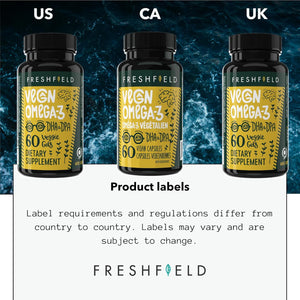 Freshfield Vegan Omega 3 DHA & DPA Supplement: Premium Algae Oil, 2 Month Supply, Plant Based, Sustainable, Premium and Mercury Free. Supports Heart, Brain, Joint Health