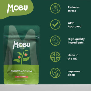 Ashwagandha 1000Mg 120 Tablets | High Strength Ashwagandha Supplement | Ayurvedic | GMP Approved | Vegan | Letterbox Friendly | MOBU UK
