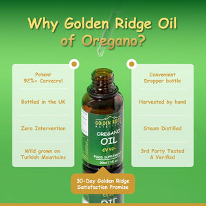 Oregano Oil Drops 100% Pure & Undiluted Potent Min 92% Carvacrol | 30Ml Max-Strength Wild Mediterranean Essential Oil of Oregano Support for Cold, Cough, Sore Throat & Gut Health | Bottled in the UK