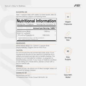 White Kidney Bean Extract 7500Mg – High Strength 1,500 AAIU Phaseolamin – 90 Vegan Capsules – Resealable and Recyclable Pouch – 3 Months Supply – by Alpha01