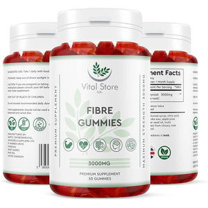 Fibre Gummies 3000MG - Vegan - One Month Supply - Berry Flavour Prebiotic Tapioca Chicory Root - High Strength Fibre Supplement