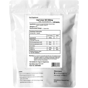 Ukhealthhouse High Strength Cod Liver Oil Vitamin a & D, EPA, DHA Softgels 550Mg (360 Capsules)