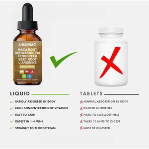 Maca Root Liquid Drops with with Ashwagandha, Fenugreek, Beet Root and L-Arginine - High Strength 60Ml Vegan for Energy Support for Women & Men - Support Mood, Energy & Fitness