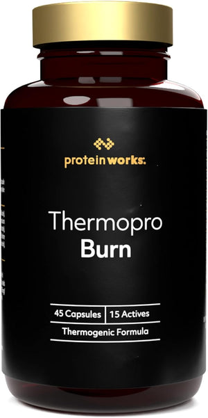 Protein Works - Thermopro Burn Tablets | Preworkout Supplement with Caffeine | Reduces Tiredness & Fatigue | 45 Capsules