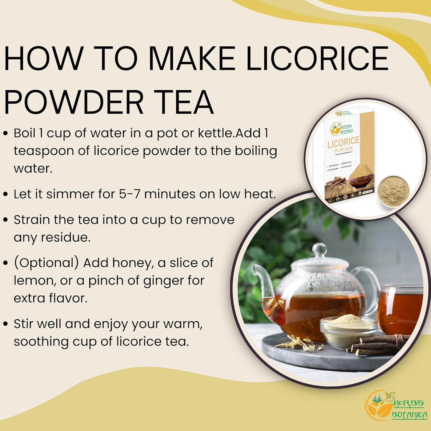 Herbs Botanica Licorice Root Powder Natural – Mulethi (Yastimadu) Powder (Glycyrrhiza Glabra) for Skin Care, Herbal Tea, Digestive Support & Wellness – 2 Oz