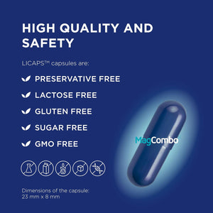 Magcombo - Concentrated Pure Magnesium, Special Oily Formula for Maximum Absorption, Enriched with Vitamins B2, B6, B12 and C, 1 Capsule Daily, Laboratory Tested