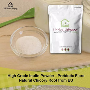 Ukhealthhouse Prebiotic Inulin Fibre Powder High Grade Supplement Premium Chicory Root 100% Pure Inulin Highly Soluble Fructo Oligosaccharide (FOS) (100G)