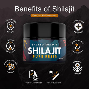 Sacred Summit® 100% Pure Gold Shilajit Resin (40G) - Energy & Stamina Booster, Rich in Fulvic Acid, Vegan, Ethically Sourced, 3-Month Supply