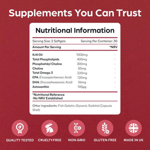 Purolabs Antarctic Krill Oil 1000Mg - High Strength Omega-3 (220Mg) with Phospholipids (400Mg) & Astaxanthin - Superba™ Sustainable Source - Heart, Brain & Eye Health - 60 Capsules