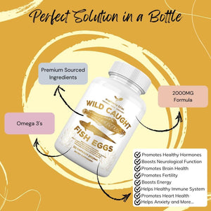 Wild Caught Fish Eggs, Omega 3 Supplement Supports Brain, Heart, Fertility and Inflammatory Health, Whole Food Source of Vitamin D, K2, and A, Non-Gmo, 120 Capsules