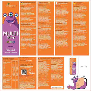 Vegavero Multivitamin for Kids Spray | No Added Sugar | NO Additives | Natural Orange Flavour | with Vitamin C, D3, E, K2 & All B Vitamins | 125 Sprays | Vegan