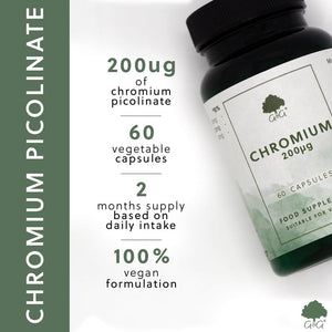 Chromium Picolinate | 200Mcg of Chromium Picolinate per Capsule | 60 Vegan Capsules | G&G Vitamins