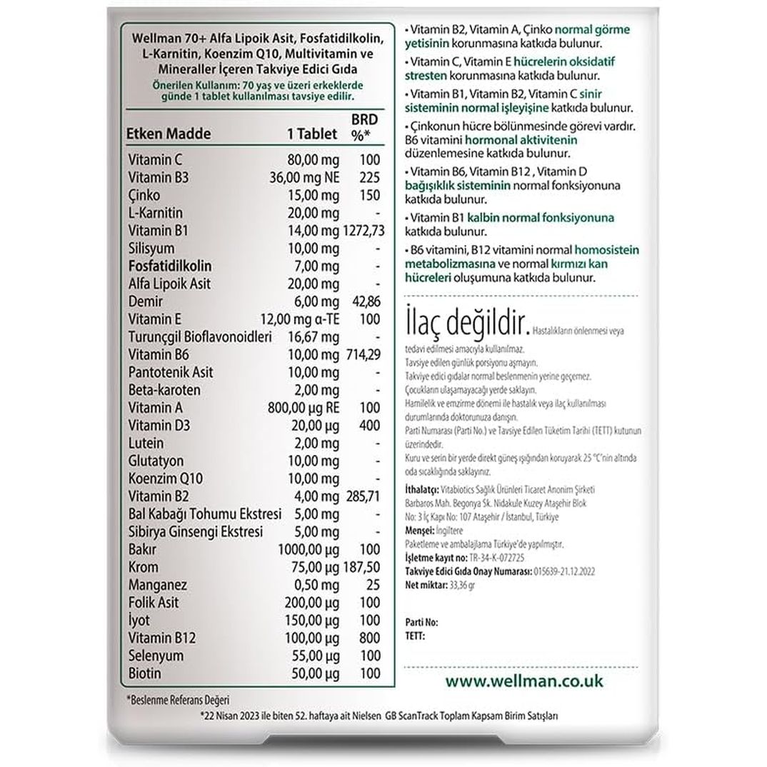 Vitabiotics Wellman Multivitamin Tablets for Men over 50 Years, Wellman