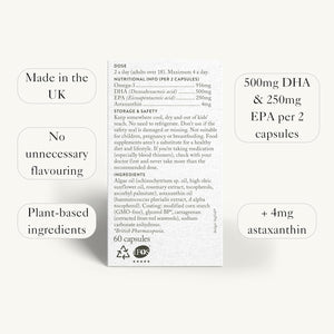 Bare Biology Vegan Omega 3 Algae Oil + Astaxanthin - Vim & Vigour Capsules (30 Servings) EPA 250Mg DHA 500Mg, Sustainably Sourced/Independently Tested for Purity