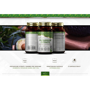 Ezyleaf Potassium Citrate | 180 High Strength Potassium-Capsules - 1000Mg Citrate per Serving | Potasium Supplements | Clean, No Fillers Formula | Vegan, Non-Gmo Gluten & Allergen Free | UK