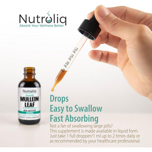 Nutroliq Mullein Leaf 50:1 Extract Drops - Vegan, Non-Gmo Supplements for Lung Cleanse and Respiratory Health, Digestive Wellness, Sound Sleep Support - Fast Absorption Tincture - 60Ml, 2 Month Supply