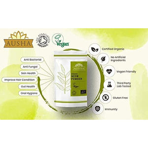Ausha Organic Neem Powder 200G - UK Certified Organic by Soil Association