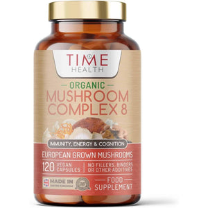 Mushroom Complex 8 | Organic | EU Grown | 616Mg Capsules | Lions Mane, Cordyceps, Chaga, Shiitake, Reishi, Maitake, Coprinus & Oyster Betox93® | 40% Polysaccharides