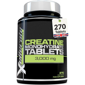 Creatine Monohydrate Tablets 3000Mg - 270 Vegan Tablets - 3 Month Supply - Pre Workout Energy Supplement for Men & Women - Powder & Capsules Alternative - Made in the UK - Xellerate Nutrition
