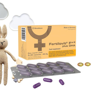 Fertilovit® For2 plus DHA | Premium Prenatal Supplement for Pregnancy and Breastfeeding | Complete Care with DHA and Choline for Brain and Eye Development | 60 Capsules | 1-Month Pack (One Size)