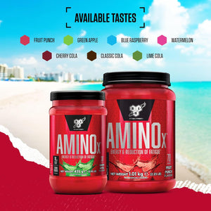 BSN Nutrition Amino X Supplement with Vitamin D, Vitamin B6 and Amino Acids, Watermelon Flavour, 70 Servings, 1 Kg