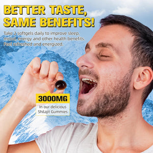 3000Mg Shilajit Gummies, Pure Himalayan Shilajit Gold Gummies for Men Women, 85+ Trace Minerals Rich in Ashwagandha, Gokshura Supports Energy Levels, Boosts Immune Function, 60 Gummes (1)