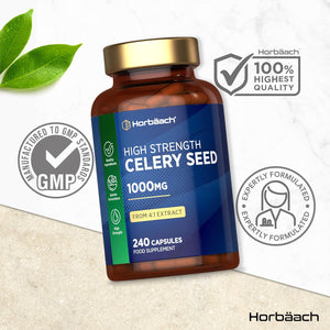 Celery Seed Extract Capsules 1000Mg | 240 Count | Apium Graveolens Supplement | by Horbaach