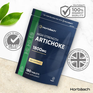 Artichoke Extract 1800Mg | High Strength Artichoke Supplement | 180 Vegan Tablets | Artichoke Leaves | by Horbaach