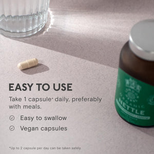 Organic Stinging Nettle Root Extract 2000Mg | High Strength 4:1 Extract Stinging Nettle Supplement | 60 Vegan Capsules | Made in the UK | Sustainably Packaged & Produced