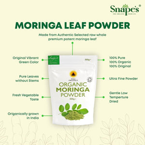 Organic Moringa Powder, 500G Premium UK Certified Organic Pure Moringa Leaf Rich in Essential Vitamins & Minerals